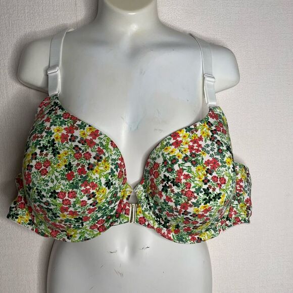 Plus Size 44B Bra Cacique Front Close Cotton Lightly Lined Racerback Floral‎ - Picture 1 of 8